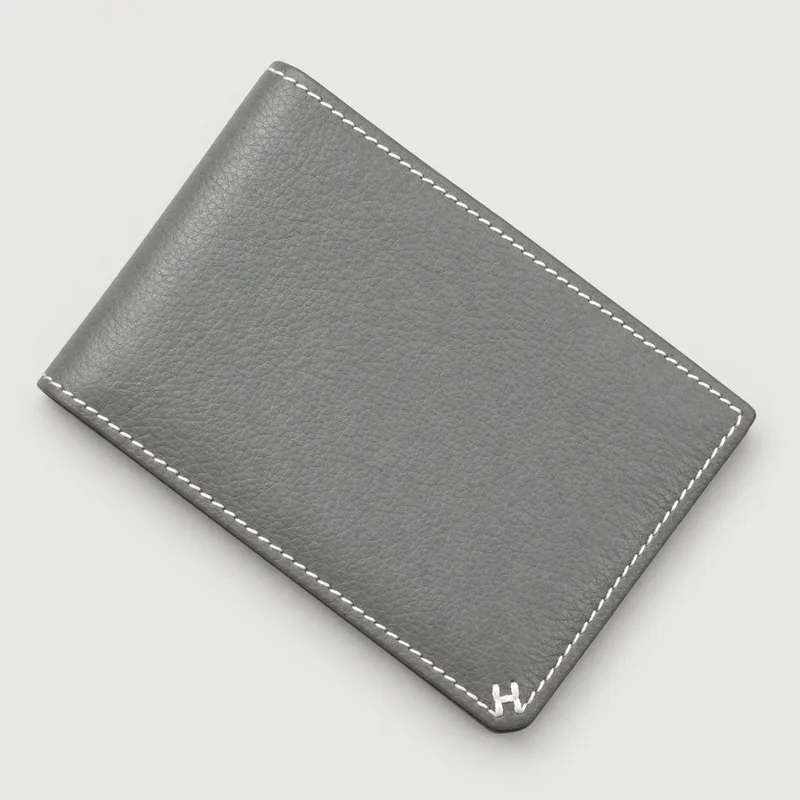 エルメス 二つ折り財布 カードケース HERMES Hセリエ オリゾンタル グレー グリメイヤー
